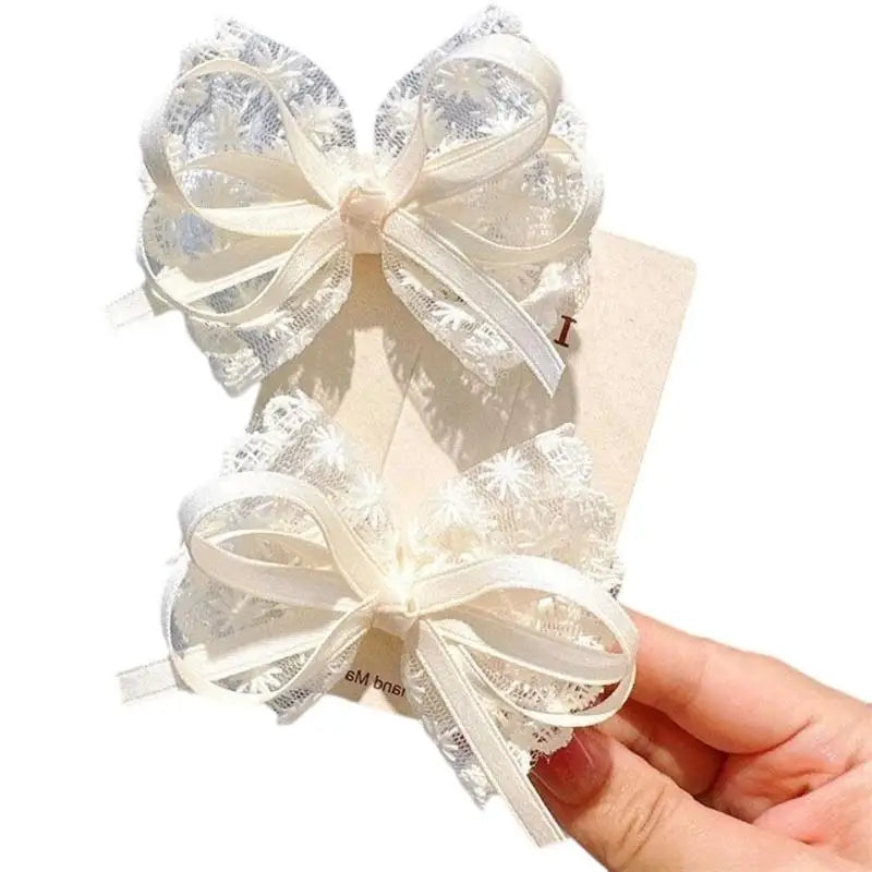 Lace Baby Hair Bows Hairpins – No-Slip Barrettes for Girls 2pc