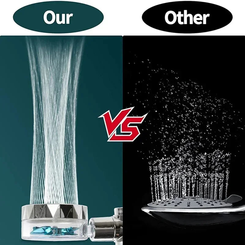 360° Rotating Turbine Shower Head | High Pressure Water Saving