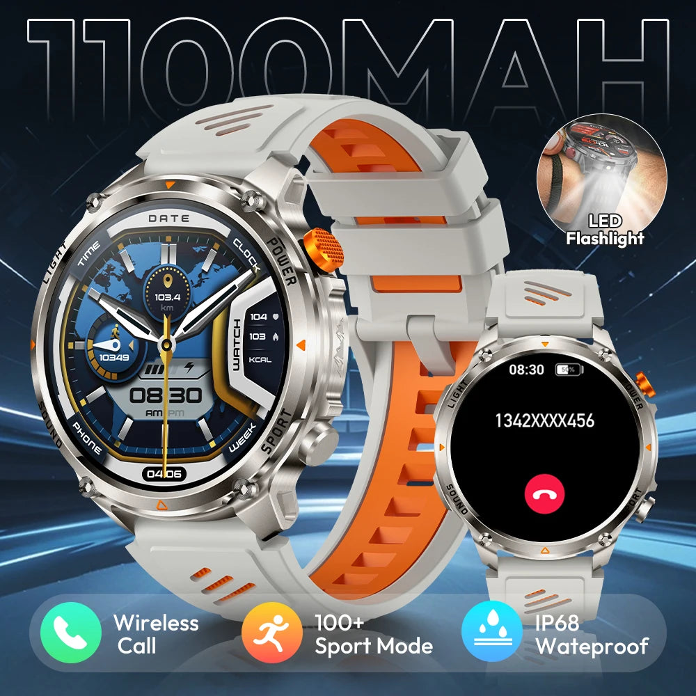 HT45 GPS Smart Watch – 1100mAh, IP68, 100+ Sports Modes, HD Screen