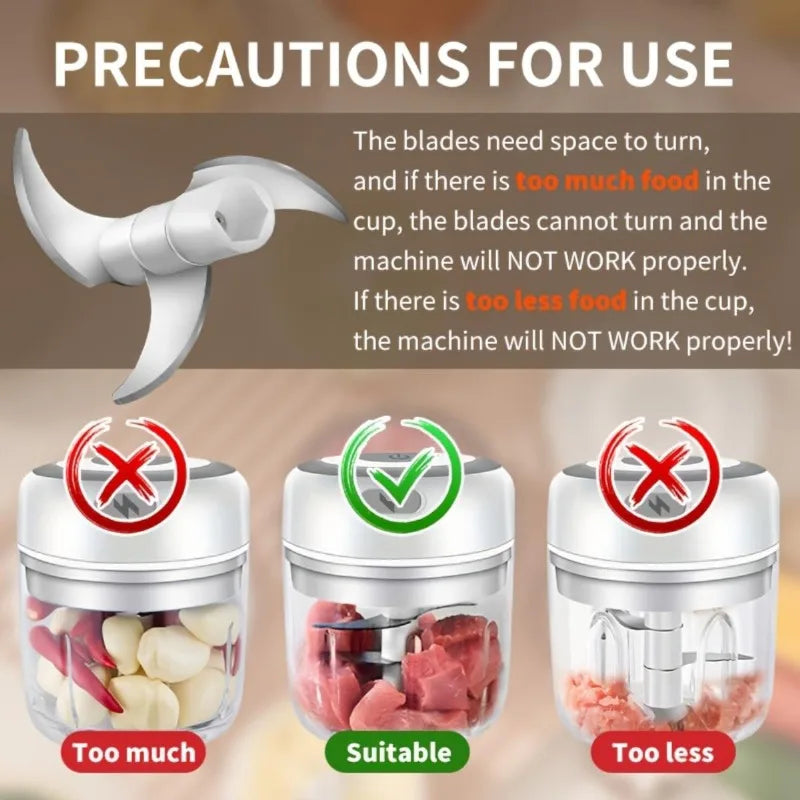 Mini Electric Garlic Chopper USB Rechargeable 100/250ml