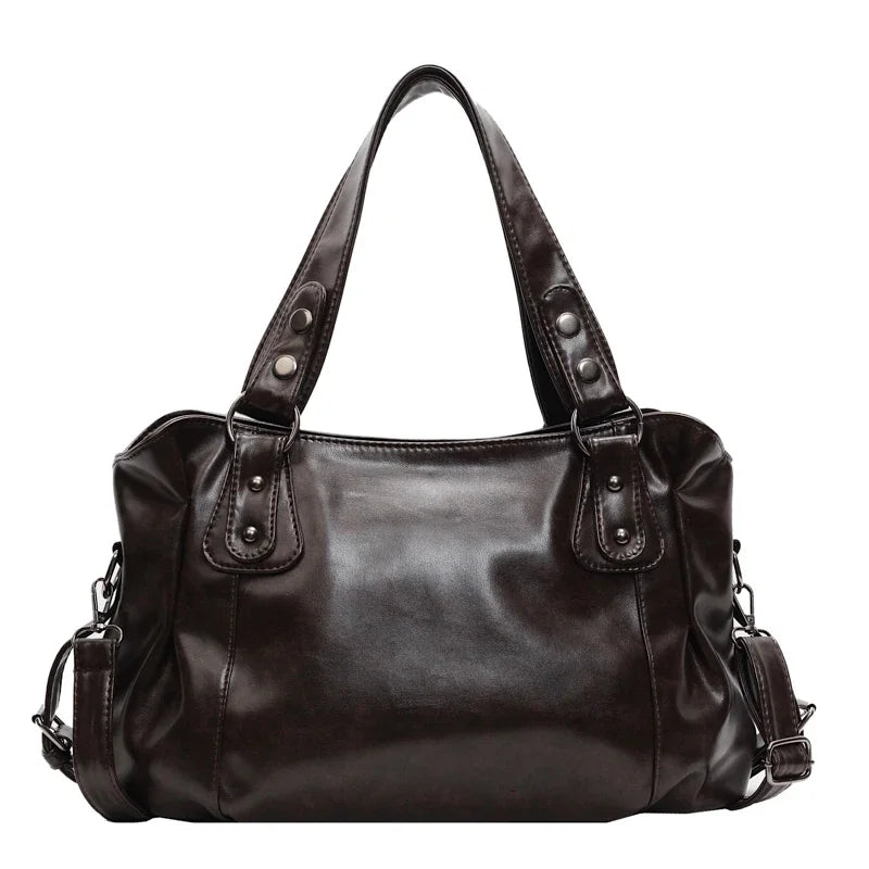 Large Capacity Vintage European American Style Tote Bag Women Shoulder Crossbody Handbag Fashion Casual Commuter Top Handle Bag Peaceful Pleasures Health and Wellness Coffee