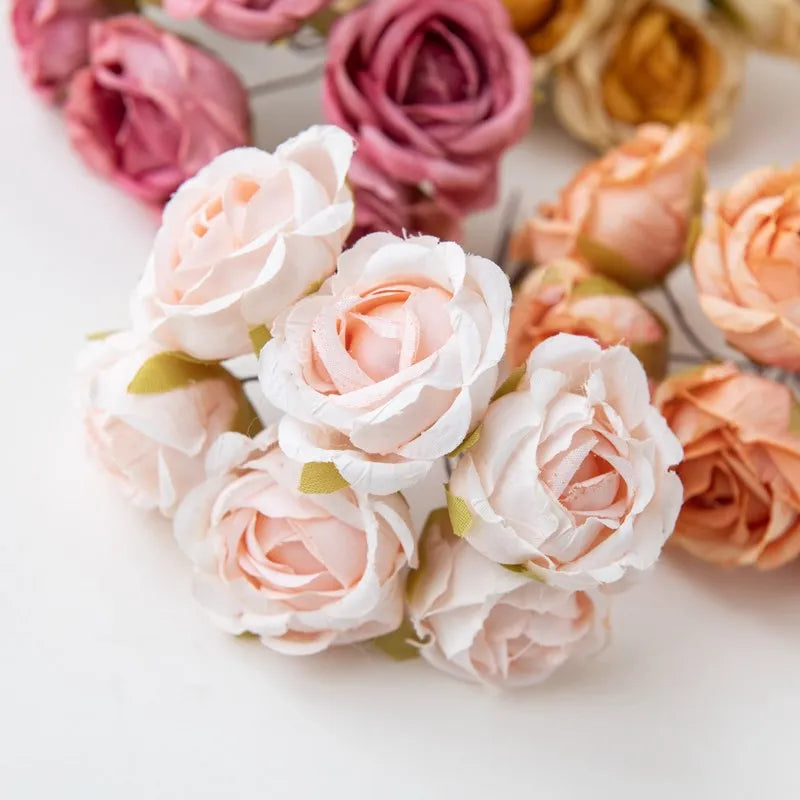 Silk Tea Rose Artificial Flower Bouquet for Wedding & Home Decor