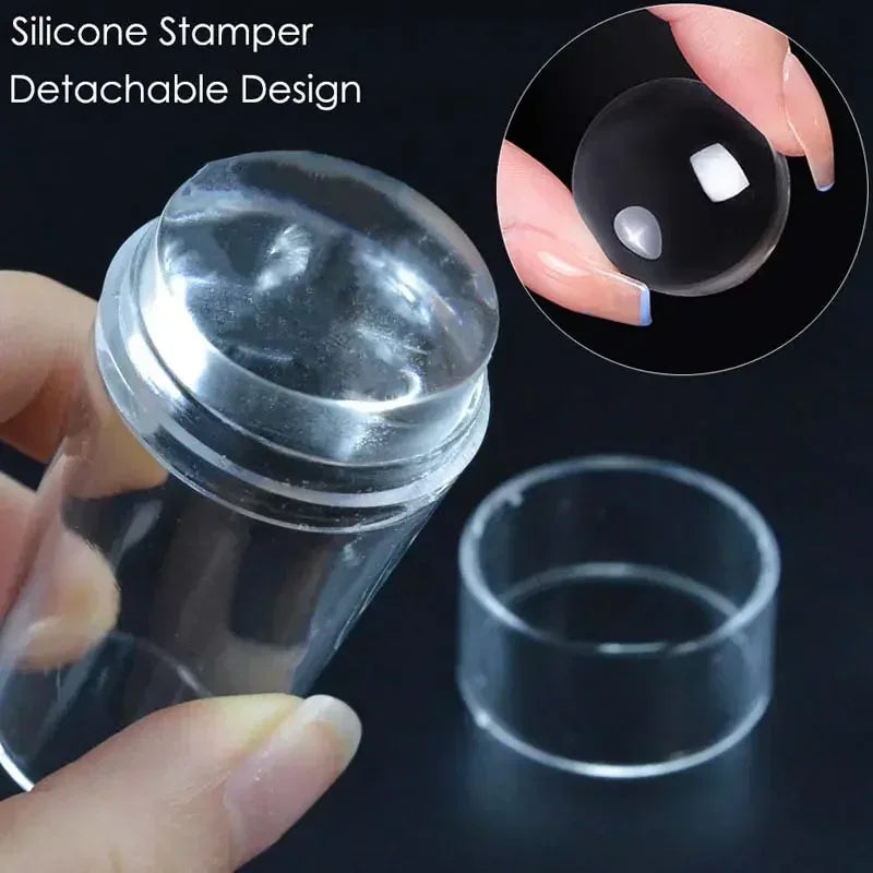 6pcs Transparent Big Square Nail Art Stamper, Scraper, Image Plate with cap, Manicure Print Tool, 1Set Peaceful Pleasures Health and Wellness