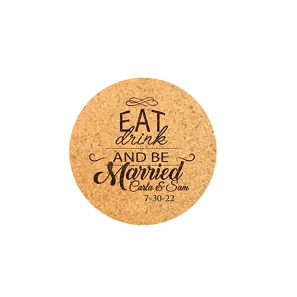 10-Pack Personalized Cork Coasters | Wedding Favors & Decor