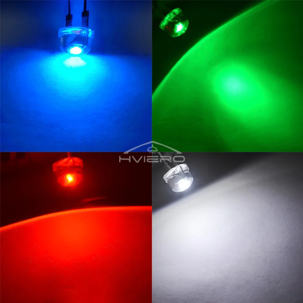 100Pcs 8mm Straw Hat LED Beads – White Red Blue Green DIY