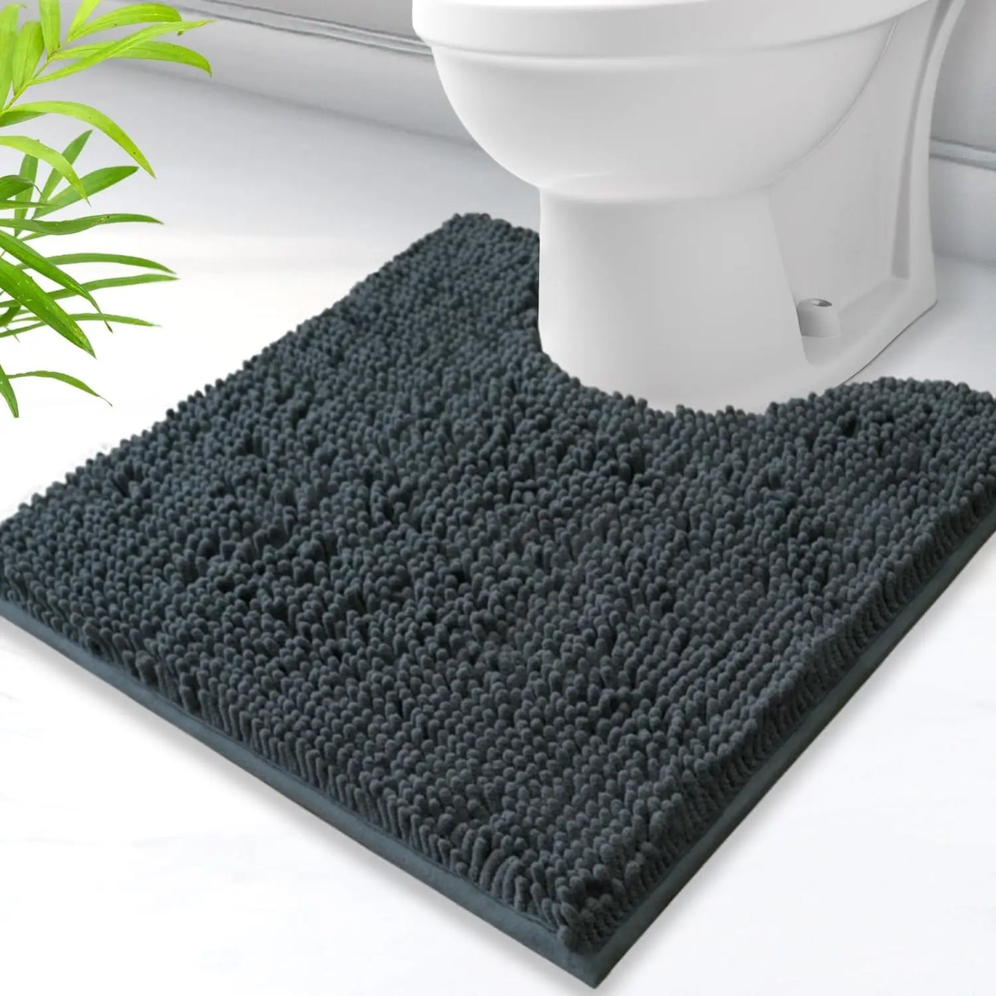 Toilet Rug U-Shaped Super Absorbent Chenille Bathroom Mats Non-Slip Backing Machine Washable For Bathrooms Floor Decoration Peaceful Pleasures Health and Wellness