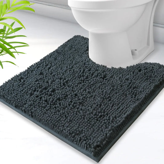 Toilet Rug U-Shaped Super Absorbent Chenille Bathroom Mats Non-Slip Backing Machine Washable For Bathrooms Floor Decoration Peaceful Pleasures Health and Wellness