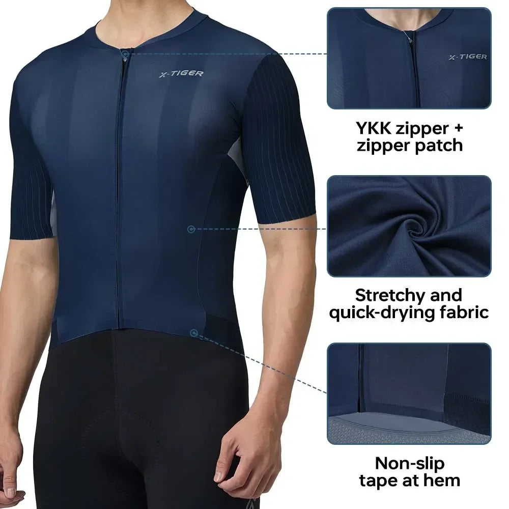 X-TIGER Men's Pro Cycling Jersey – Breathable Short Sleeve Road Bike