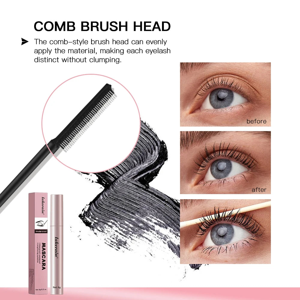 Lakerain Mascara Eyelashes Lengthening Waterproof Long Lasting Silky Black Eyelash Extension Make Up Beauty Eye Korean Cosmetic Peaceful Pleasures Health and Wellness