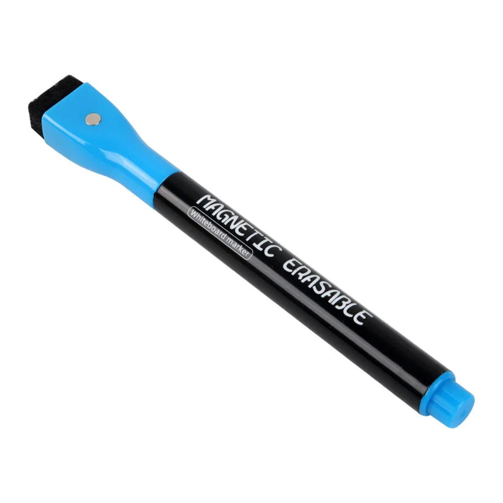 Erasable Magnetic Whiteboard Markers with Built-In Eraser | 12 Colors