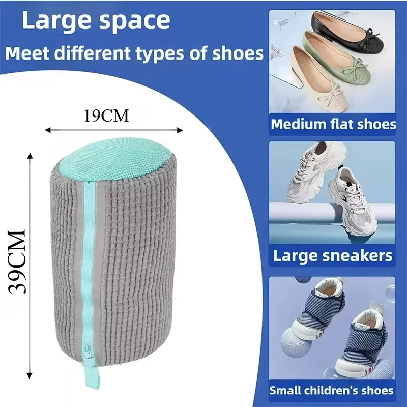 Durable Shoe Washing Machine Bag for All Shoe Types-Yellow with Blue Zipper,Ideal for Sneakers and Casual Shoes,Laundry Wash Bag Peaceful Pleasures Health and Wellness Gray