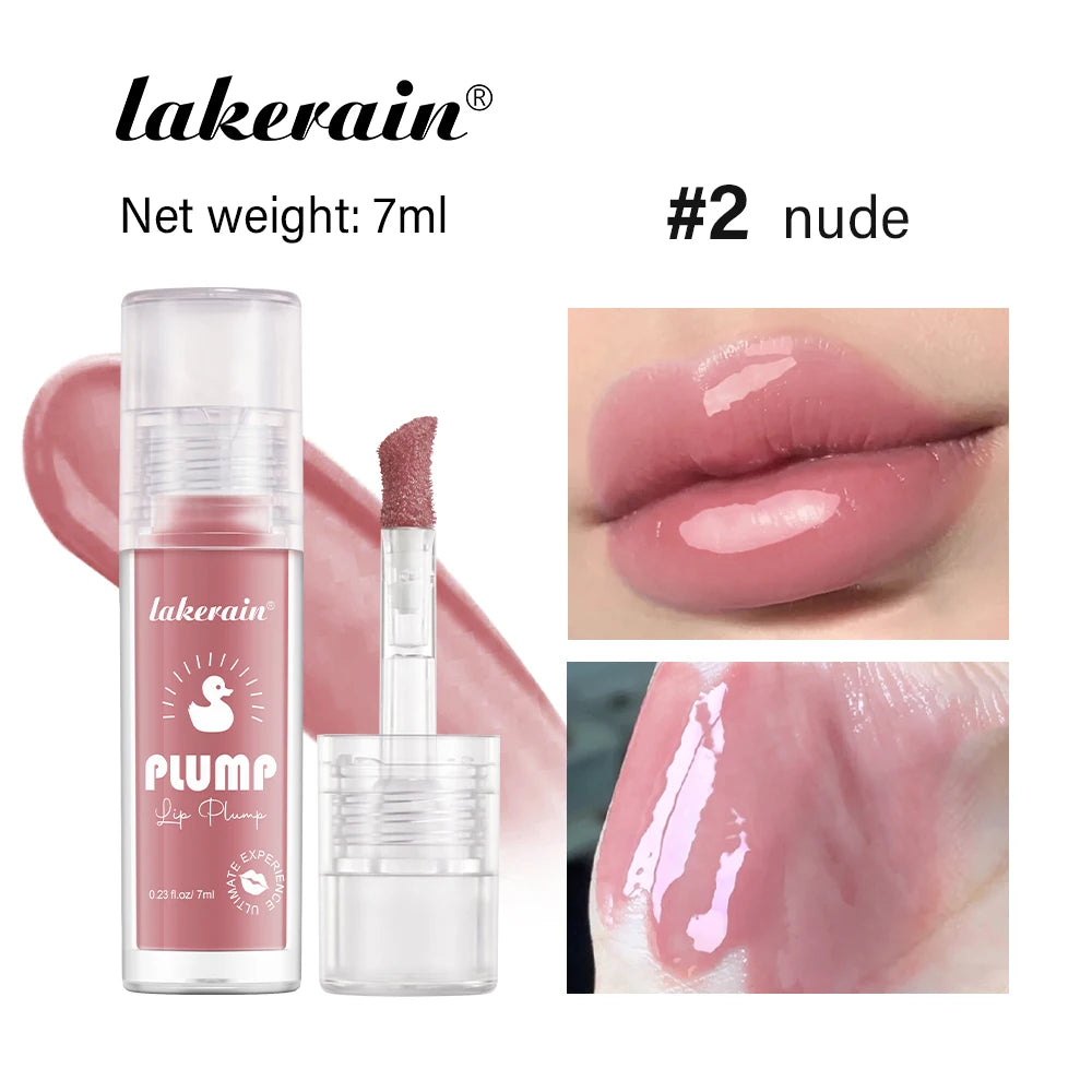 Lakerain Lip Glaze Brightening Lip Color Long-lasting Moisturizing Ginger Root Extract Lip Glaze Texture Hot Plump Lip Gloss Peaceful Pleasures Health and Wellness Nude