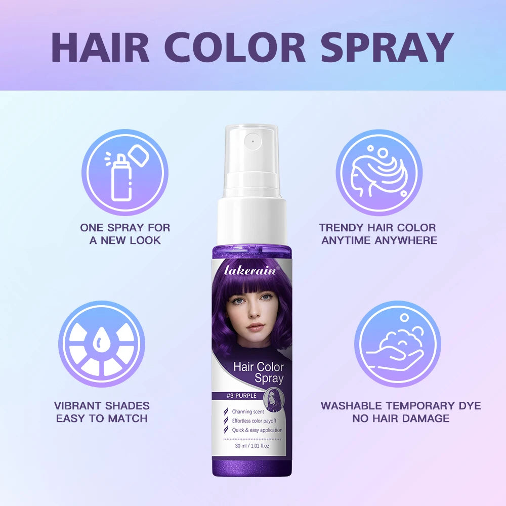 Temporary Hair Color Spray — Washable, Glitter Formula, Party & Cosplay Styling | 30ml Peaceful Pleasures Health and Wellness
