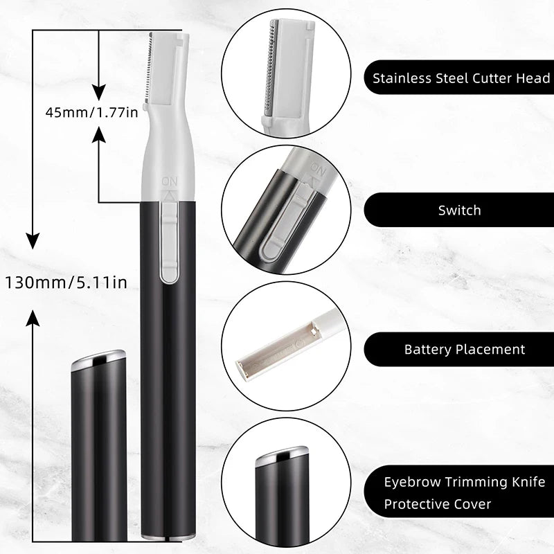 Electric Mini Eyebrow Trimmer Shaver Hair Removal Facial Neck Body Arms Legs Blur - Rechargeable Personal Grooming Kit Peaceful Pleasures Health and Wellness