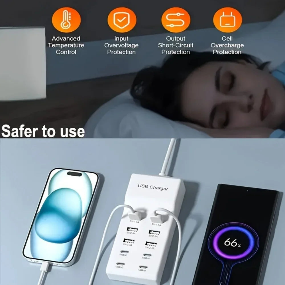 10-Port USB Charging Station 5V 15A | Desktop Hub EU US UK