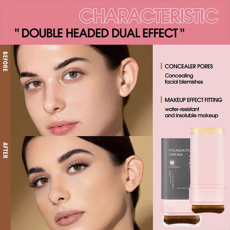 Concealing Foundation Stick 5 Shades With Built-In Brush, Brighten Lightweight and Waterproof Formula Face Contour Stick Makeup Peaceful Pleasures Health and Wellness
