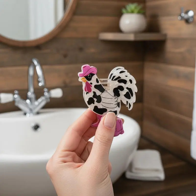 Western Cowboy Punk Rooster Acrylic Hair Claw Clip for Women