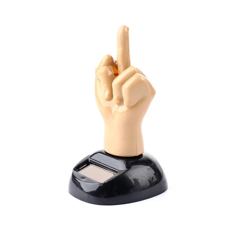 Solar Powered Middle Finger Dancing Car Bobblehead Ornament