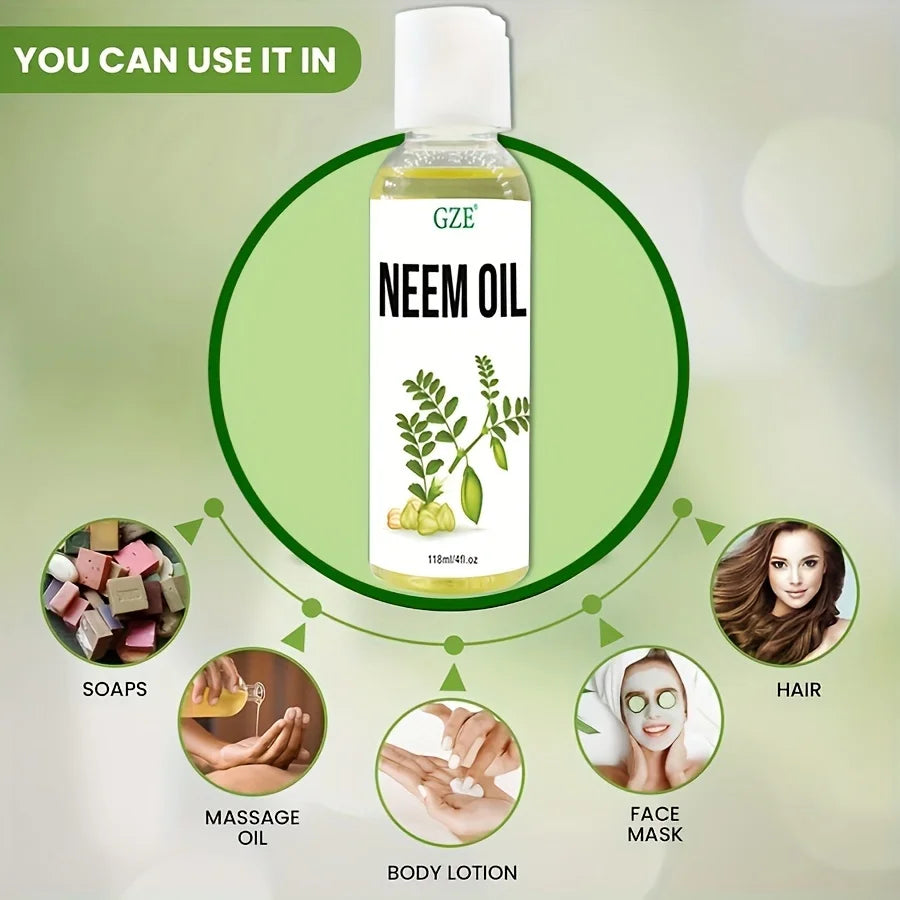 GZE Pure Neem Oil Cold-Pressed – Hair Growth, Skin & Nails Cold-Pressed Hair Oil Peaceful Pleasures Health and Wellness
