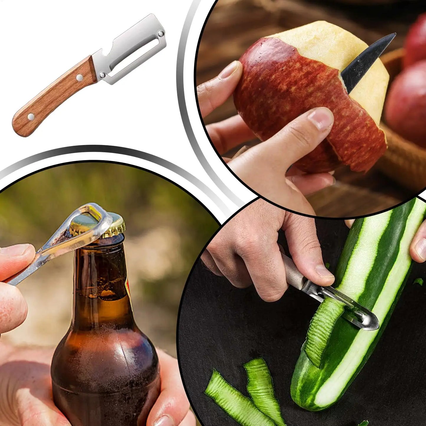 Stainless Steel Fruit & Vegetable Peeler with Wooden Handle Vegetable Peeler Peaceful Pleasures Health and Wellness