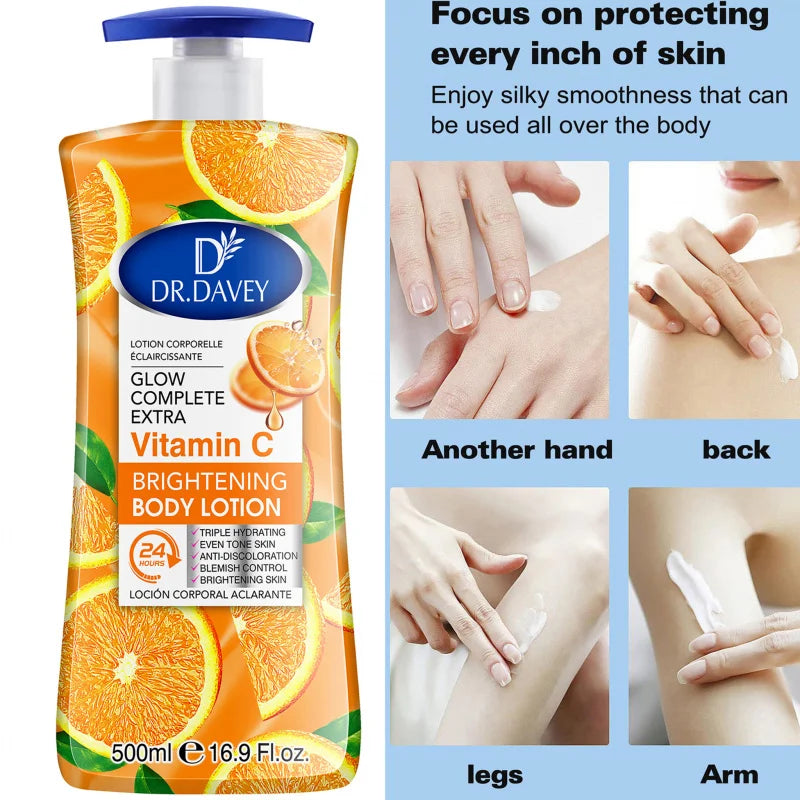 500ML DR.DAVEY Vitamin C Body Lotion Large Capacity Four Seasons Moisturizing Refreshing Non Greasy and Fragrant Peaceful Pleasures Health and Wellness