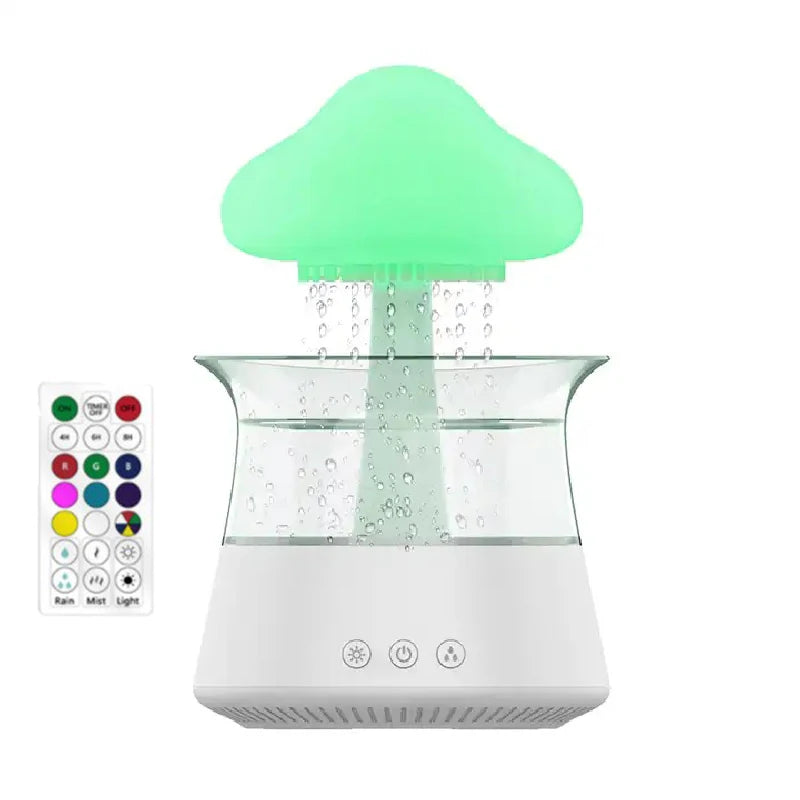 Essential Oil Diffuser Air Humidifier Rain Drop Aroma Diffuser Rainy Night Light For Office Ultrasonic Fragrance Humidifier Peaceful Pleasures Health and Wellness White
