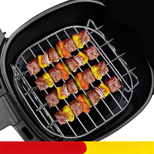 Outdoor grill set with skewers square air fryer grill steamer stainless steel barbecue bracket Peaceful Pleasures Health and Wellness