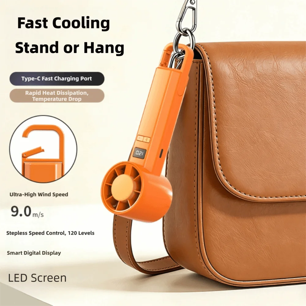 Portable USB Mini Electric Hand Fan with Digital Display
