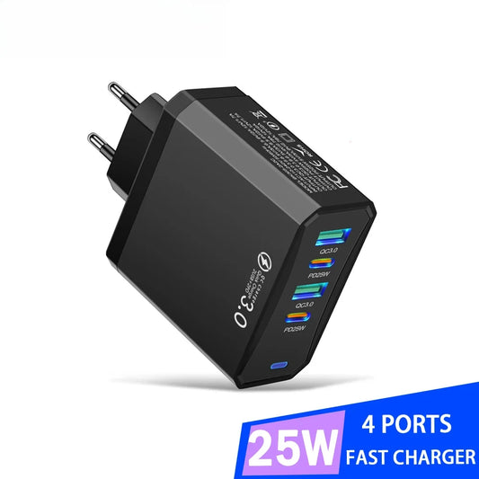 25W 4-Port USB-C Fast Charger QC3.0 – iPhone & Android Peaceful Pleasures Health and Wellness