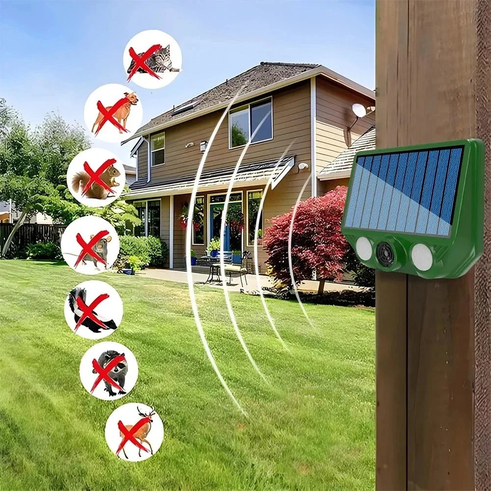 Solar Powered Animal Repellent Device IP66 Waterproof 500mAh Rechargeable Battery Outdoor Garden Lawn Pest Control Peaceful Pleasures Health and Wellness