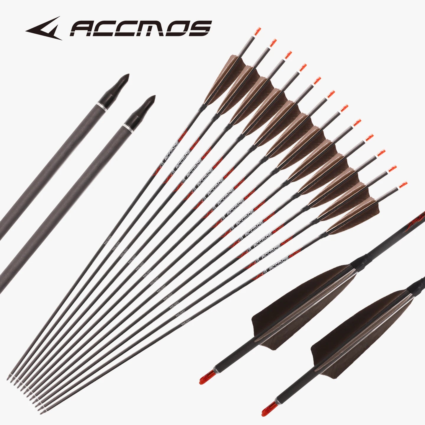 6 12 Pure Carbon Turkey Feather Arrow ID6 Spine 250 300 350 400 500