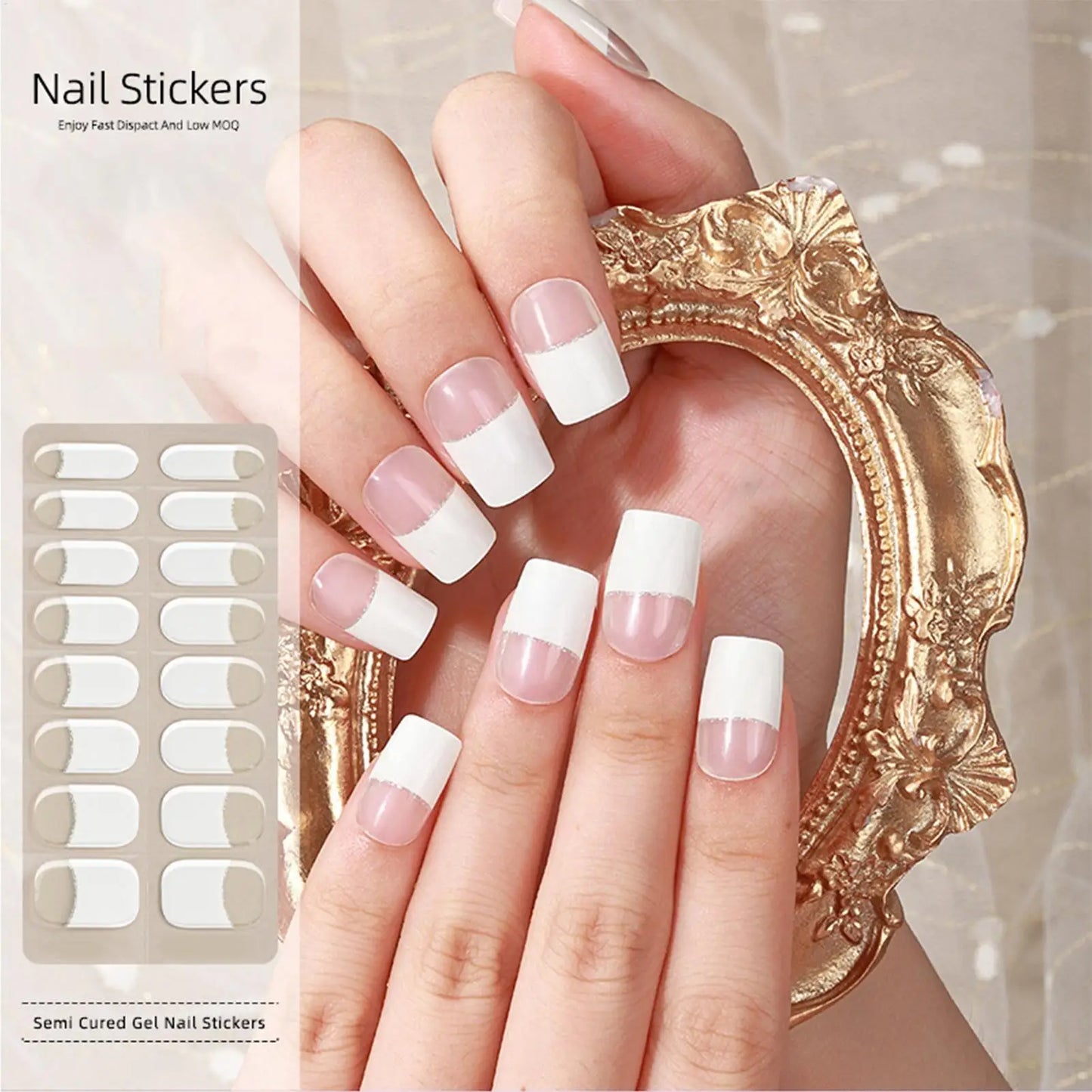 Semi Cured Gel Nail Strips – French Gel Sticker Manicure
