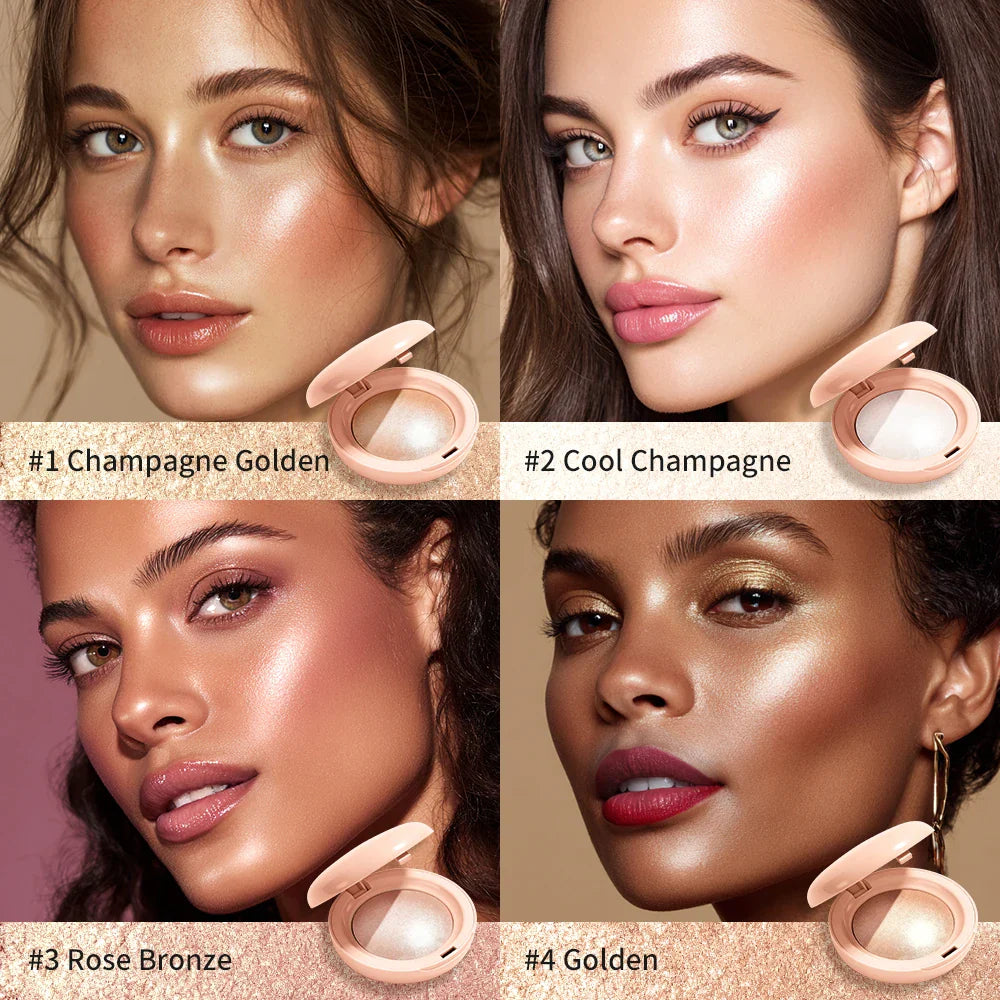 Lakerain Baked Highlighter Powder | Shimmer Glow Illuminator Baked Highlighter Powder Oasis Select