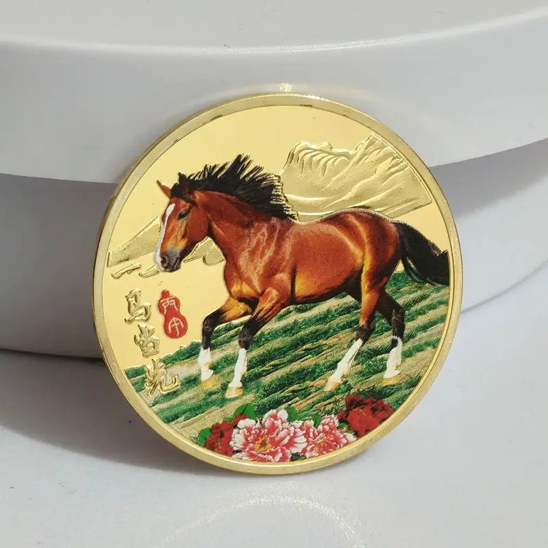 2026 Year of the Horse Commemorative Coin 40mm Gold & Silver