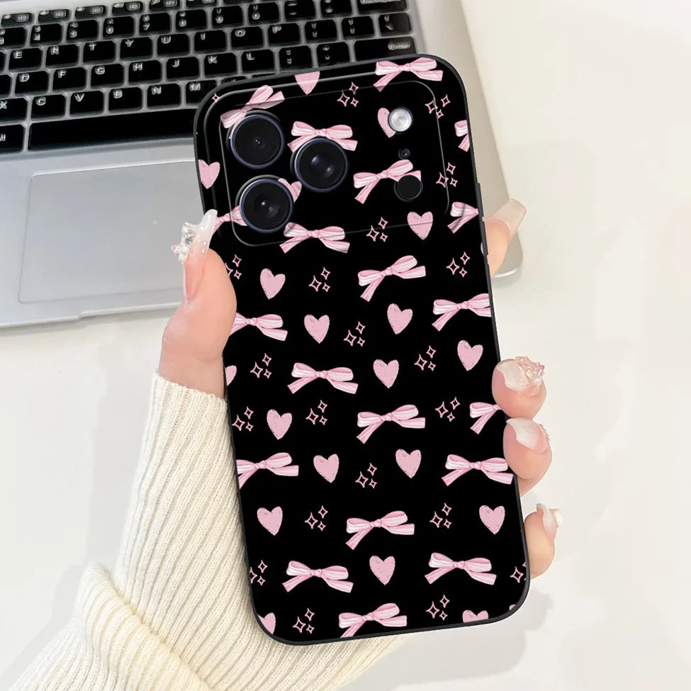 iPhone 17 Pro Silicone Case | Cute Kawaii Floral Painted Cover