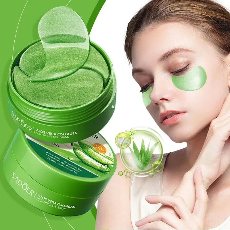 SADOER 60pcs Collagen & Aloe Vera Eye Mask Patches Anti Dark Circles Eye Bags Removal Moisturizing & Firming Skin Care Treatment Peaceful Pleasures Health and Wellness Default Title