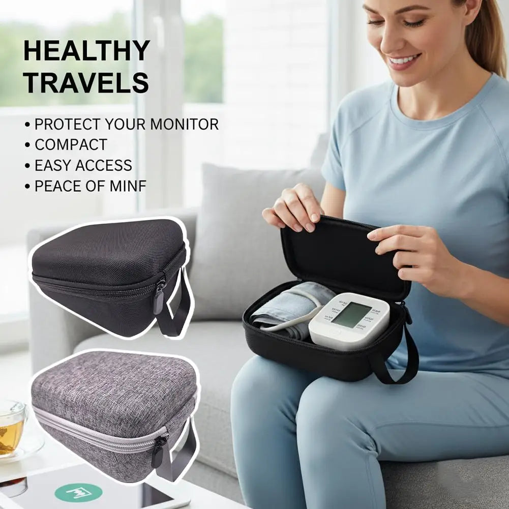 Shockproof Waterproof Storage Bag for Blood Pressure Monitor Portable EVA Carry Hard Case Pouch Organizer Travel Arm Peaceful Pleasures Health and Wellness
