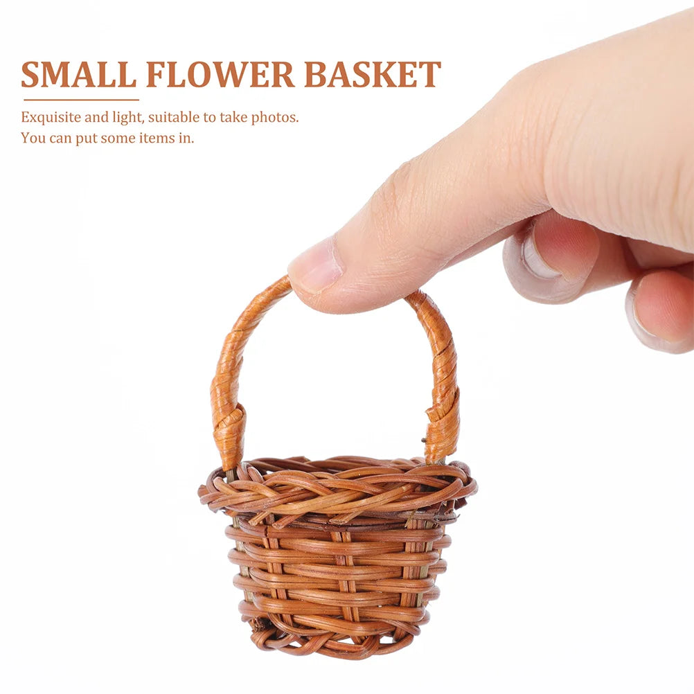 12pcs Mini Woven Basket Flower Storage Basket Dollhouse Flower Basket Small Easter Candy Gift Container Party Favor Decor Box Peaceful Pleasures Health and Wellness