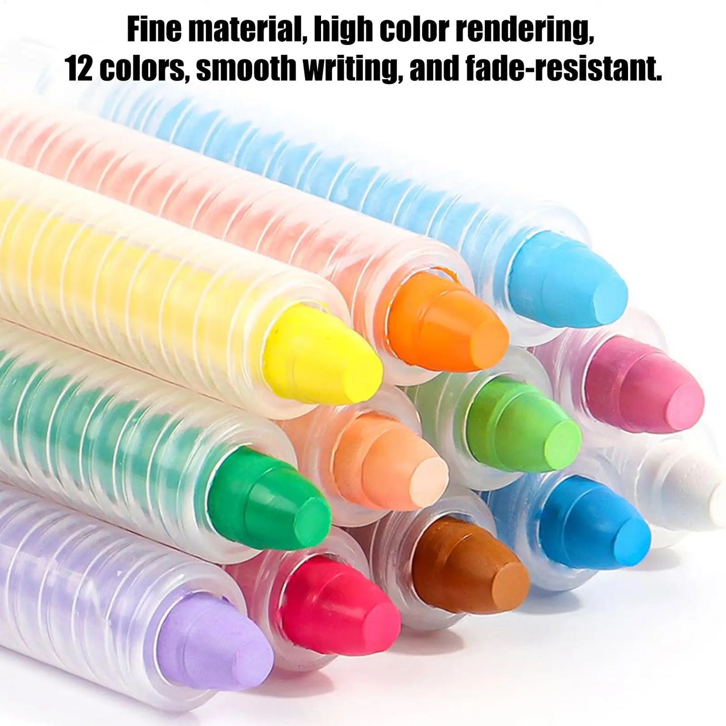 12-Color Dustless Chalk Set – Washable, Erasable & Dust-Free