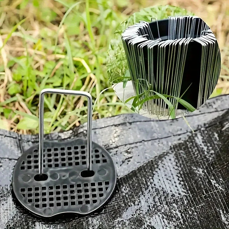 Heavy-Duty U-Shaped Tent Pegs & Ground Stakes with Washers