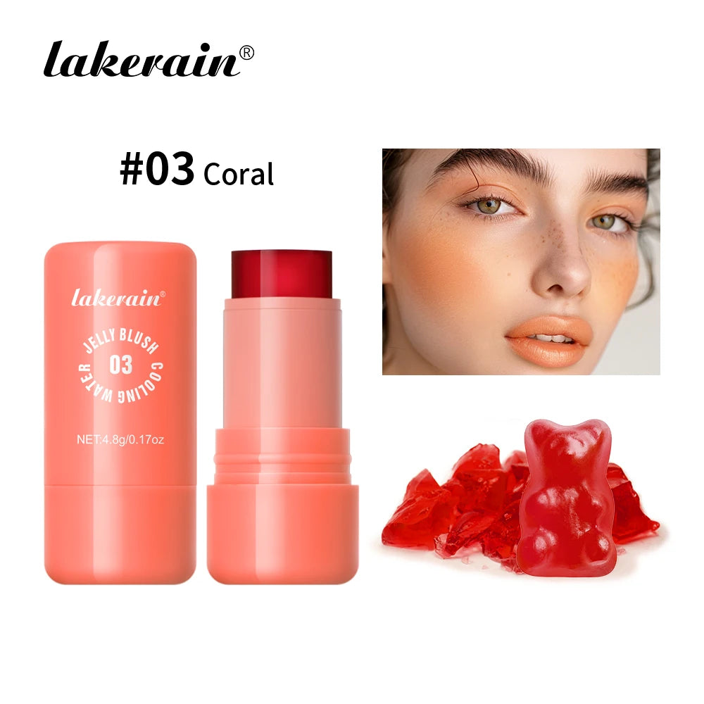 Original Cooling Water Jelly Blush Stick Blush Tinted Cosmetics Tint Stick Watercolor Multi-Use Matte Blush Makeup For Women Peaceful Pleasures Health and Wellness 03 Coral