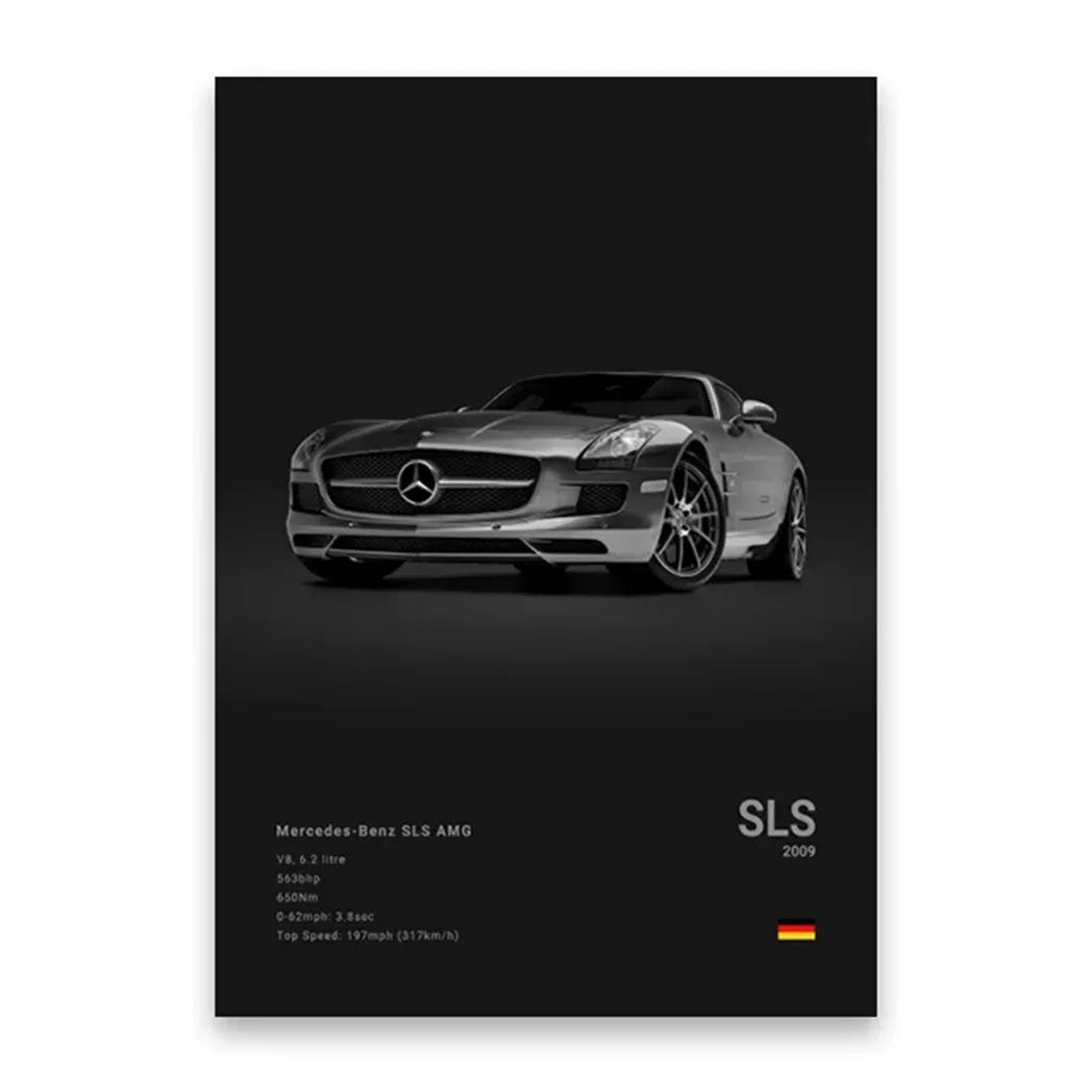 Famous Cars 918 GT3 G63 STO SLS Canvas Wall Art Print Poster Modern Home Decor Unframed Birthday Gift for Car Enthusiasts Peaceful Pleasures Health and Wellness Style 7 55x75cm