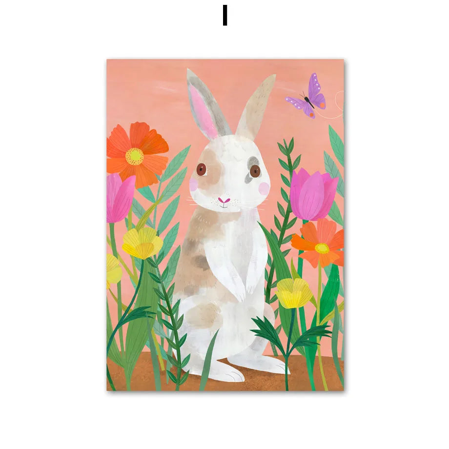 Colorful Girl Cat Horse Dog Bird Flower Cake Wall Art Canvas Painting Nordic Posters Prints Pictures for Living Room Home Dec Peaceful Pleasures Health and Wellness I 20x30cm Unframed