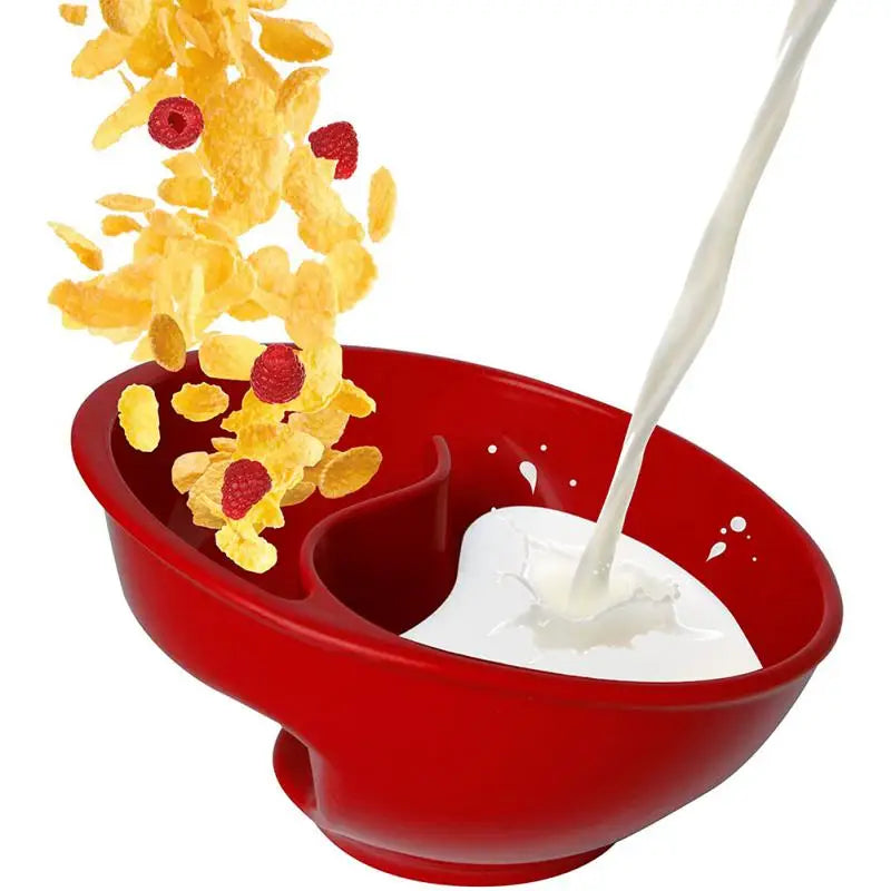 Practical Cereal Bowl with Dry Wet Separation Cereal Bowl One Person To Eat Breakfast Utensils Household Plates Separation Bowl Peaceful Pleasures Health and Wellness Red
