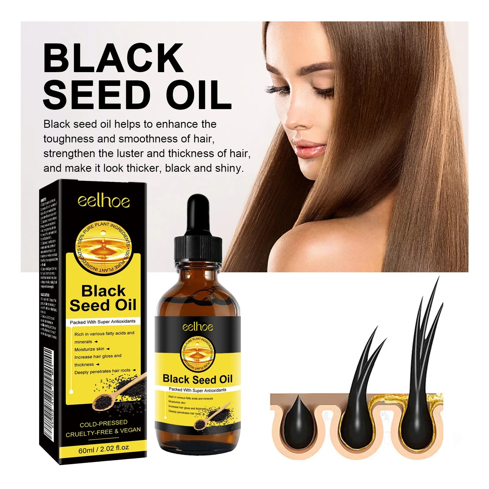 EELHOE Black Seed Oil for Hair Loss Treatment Peaceful Pleasures Health and Wellness