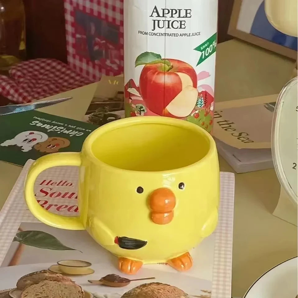 New Creative Cute Pouty Cartoon Chick Ceramic Mugs Cartoon Breakfast Juice Milk Coffee Cups Home Daily Drinking Tableware Gifts Peaceful Pleasures Health and Wellness