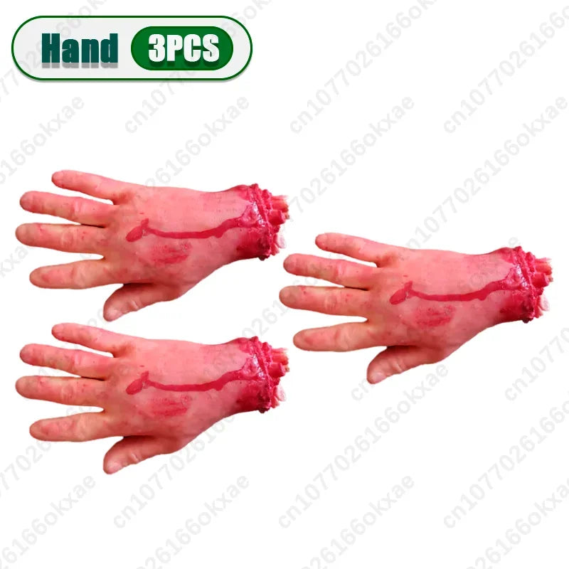 Halloween Fake Human Limbs Props – Hands, Feet, Brain & Heart