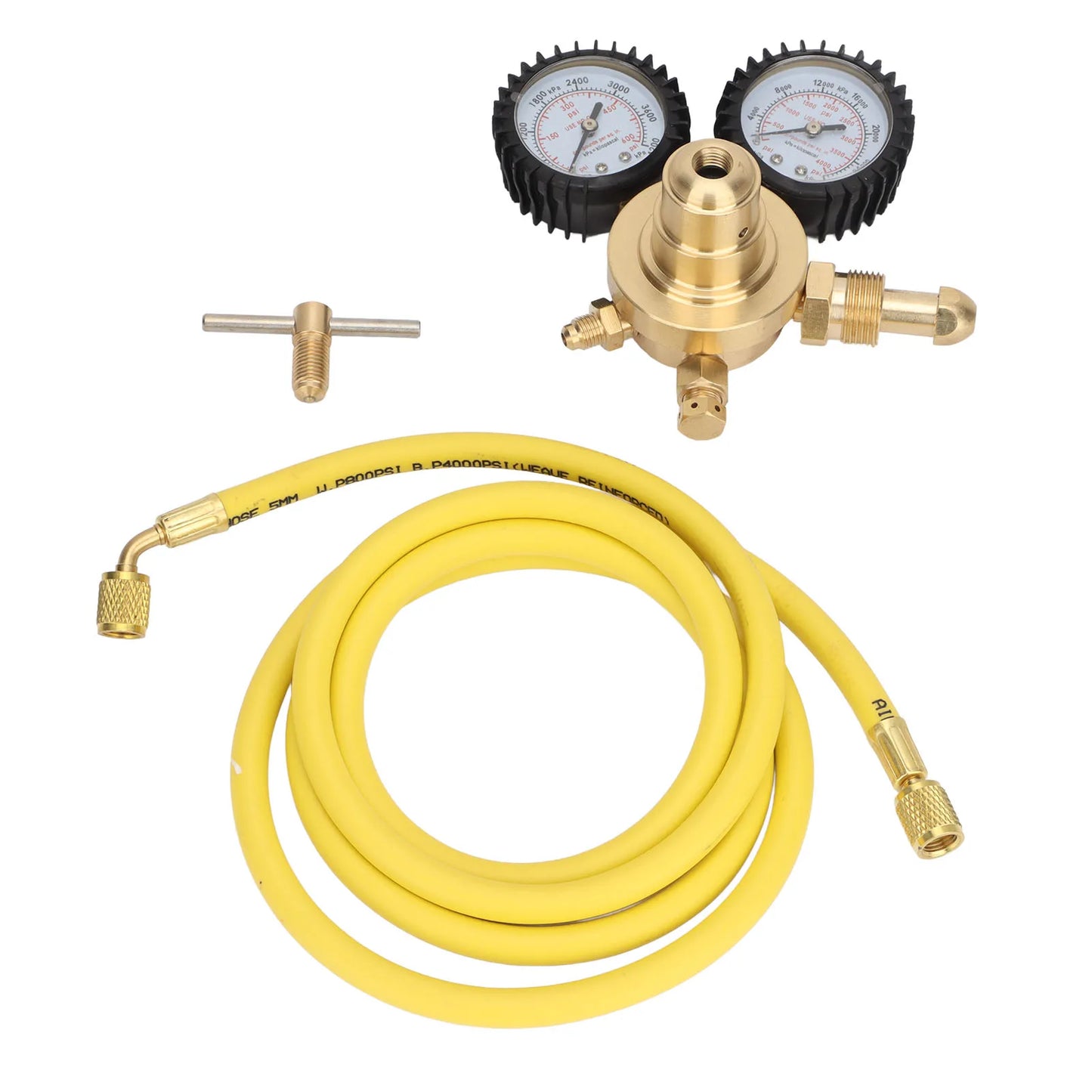 Nitrogen Pressure Gauge Regulator Test Brass Inlet Outlet Connection