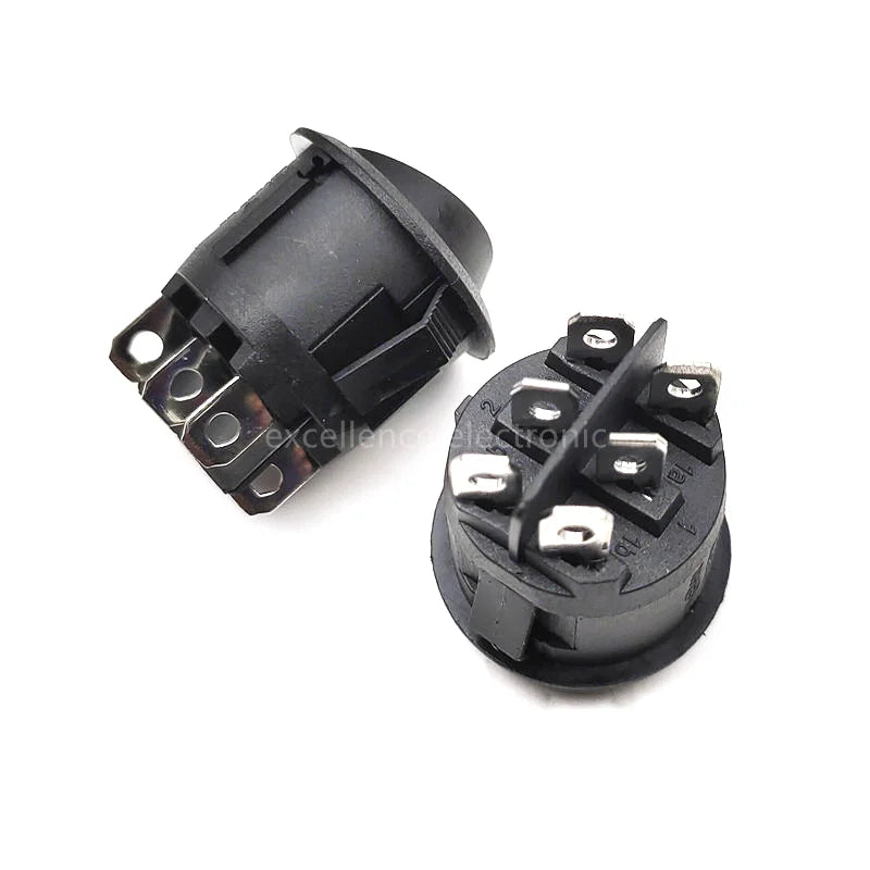 5PCS KCD1-206 23mm Round Rocker Switches 3 Position 6 PIN ON-OFF-ON Rocker Switch 10A 125VAC Peaceful Pleasures Health and Wellness