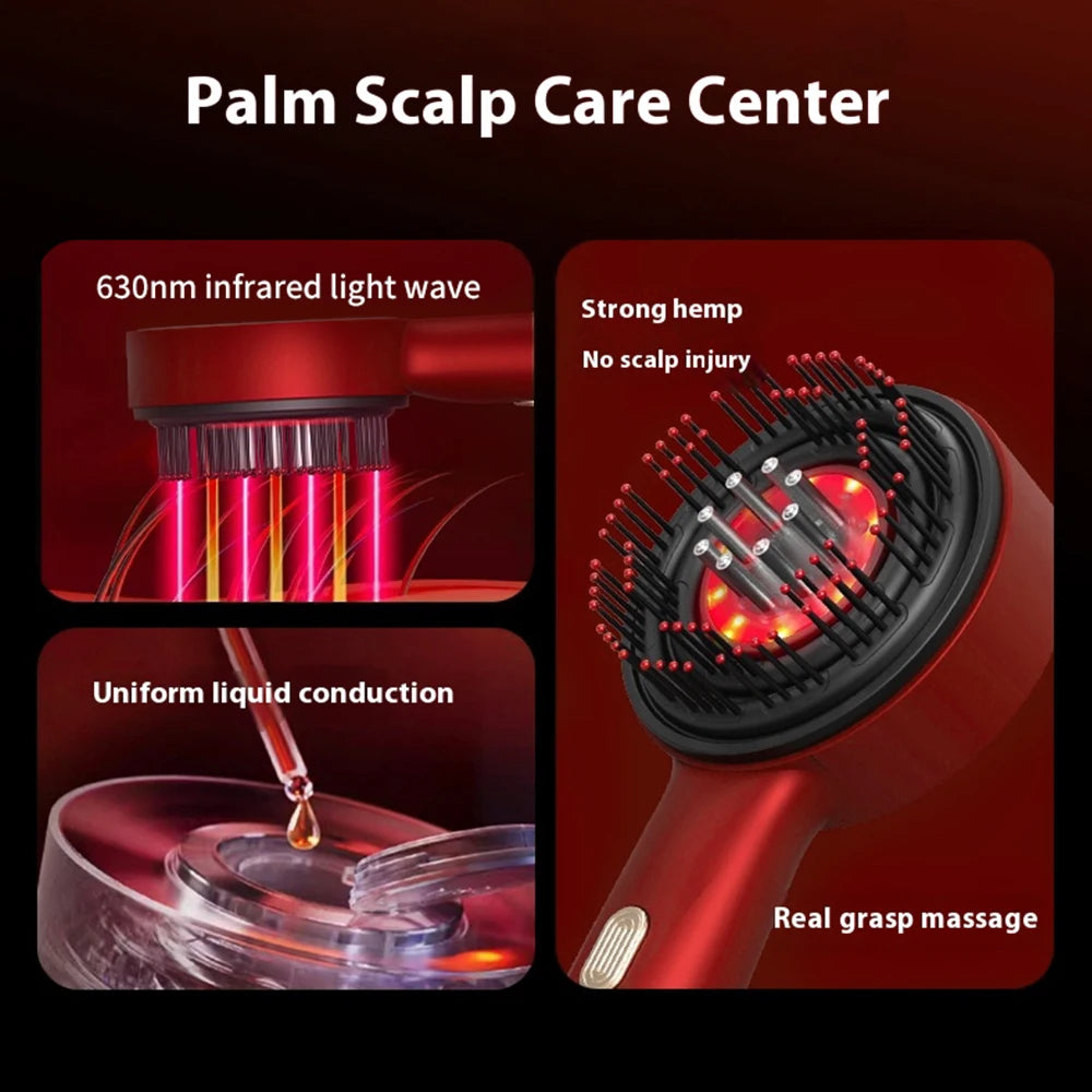 Electric Head Massager Hair Growth Comb Scalp Relax Massager 630nm Red Light Oil Applicator Anti-Hair Loss Hair Care Hairbrush Peaceful Pleasures Health and Wellness